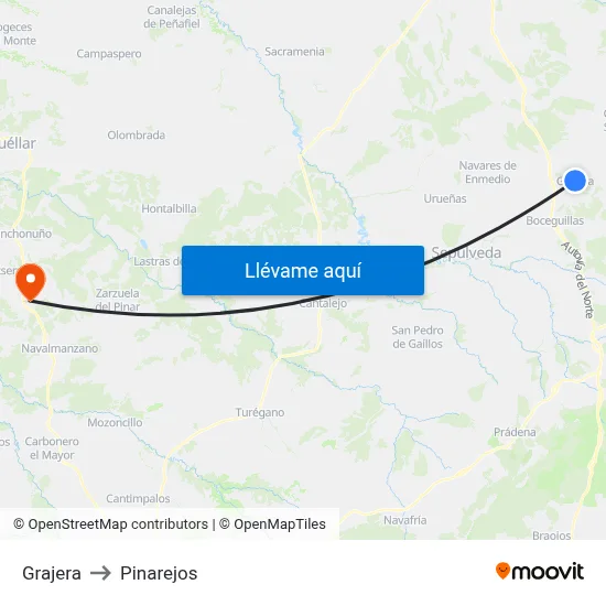Grajera to Pinarejos map
