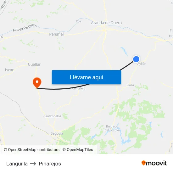Languilla to Pinarejos map