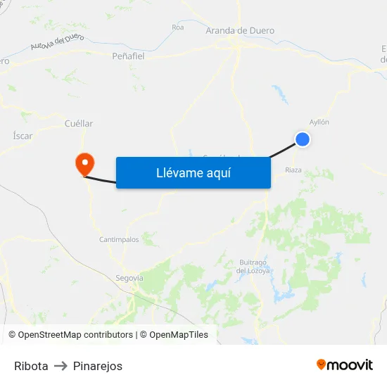 Ribota to Pinarejos map