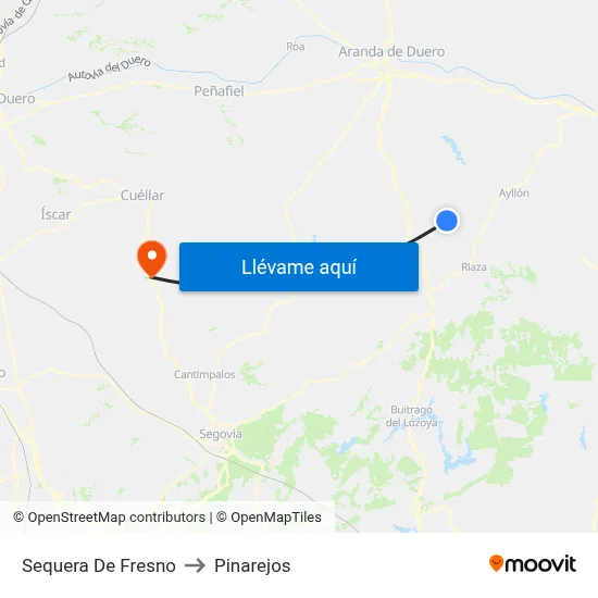 Sequera De Fresno to Pinarejos map