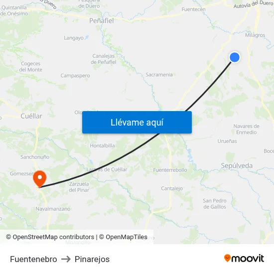 Fuentenebro to Pinarejos map
