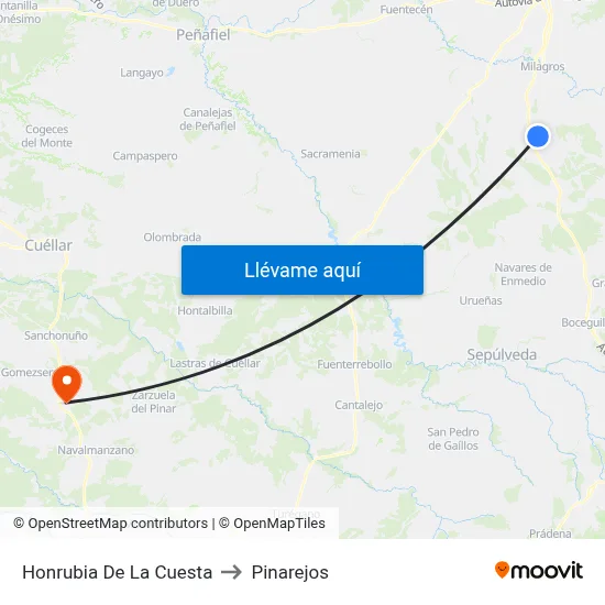 Honrubia De La Cuesta to Pinarejos map