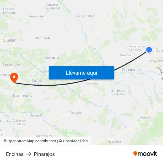 Encinas to Pinarejos map