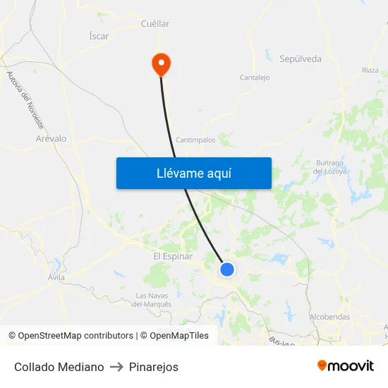 Collado Mediano to Pinarejos map