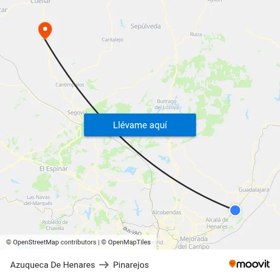 Azuqueca De Henares to Pinarejos map