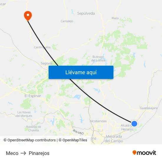 Meco to Pinarejos map