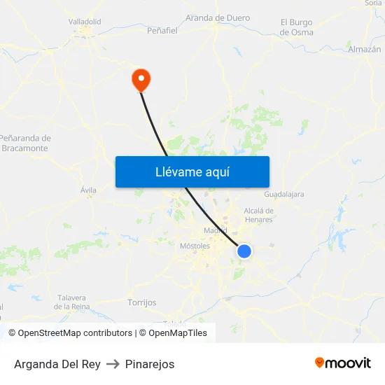 Arganda Del Rey to Pinarejos map