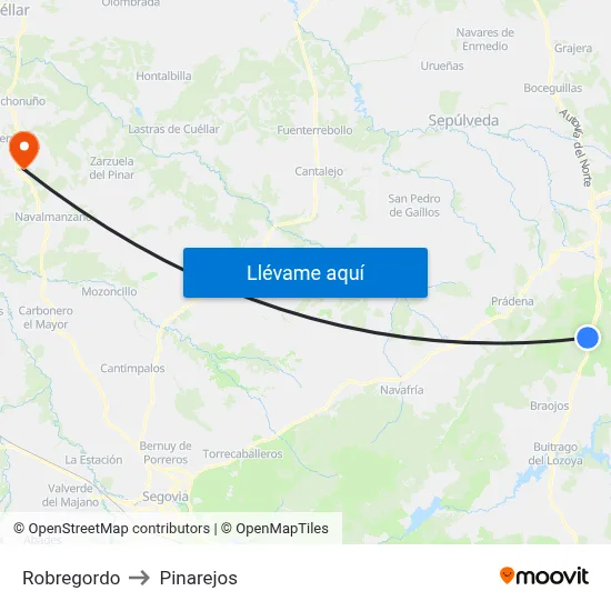 Robregordo to Pinarejos map