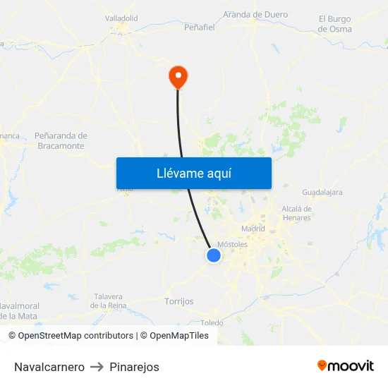 Navalcarnero to Pinarejos map