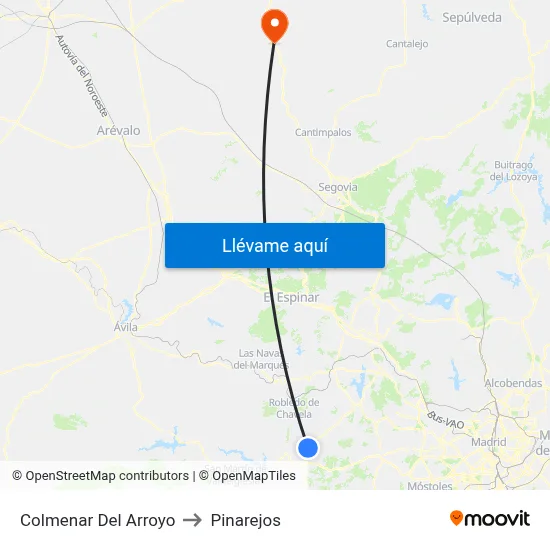 Colmenar Del Arroyo to Pinarejos map