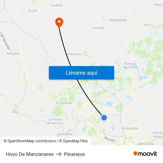 Hoyo De Manzanares to Pinarejos map