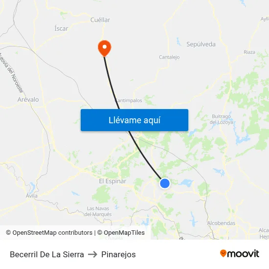 Becerril De La Sierra to Pinarejos map
