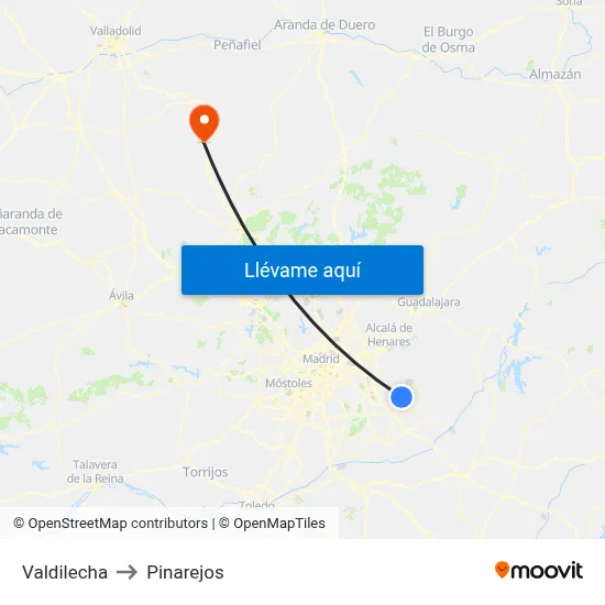 Valdilecha to Pinarejos map