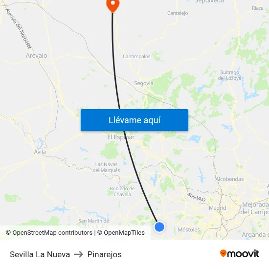 Sevilla La Nueva to Pinarejos map