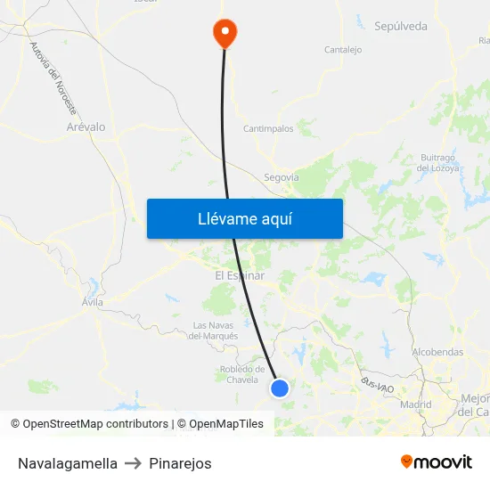 Navalagamella to Pinarejos map