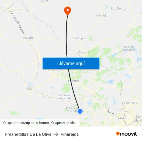 Fresnedillas De La Oliva to Pinarejos map