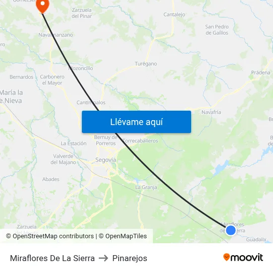 Miraflores De La Sierra to Pinarejos map