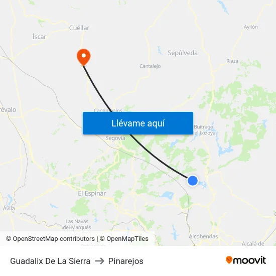 Guadalix De La Sierra to Pinarejos map