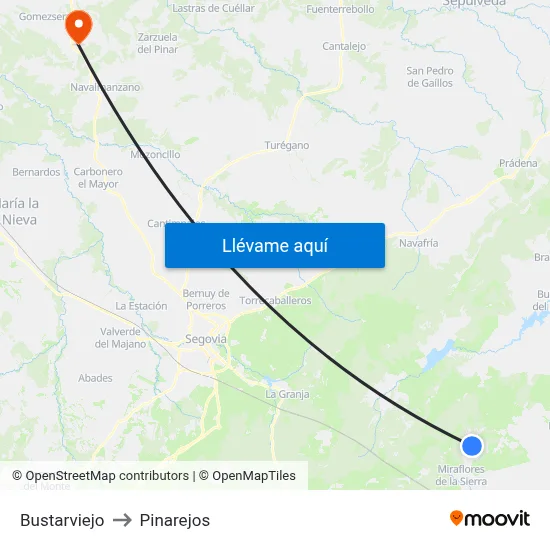 Bustarviejo to Pinarejos map