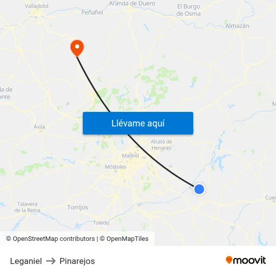 Leganiel to Pinarejos map