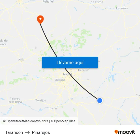 Tarancón to Pinarejos map