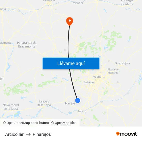 Arcicóllar to Pinarejos map