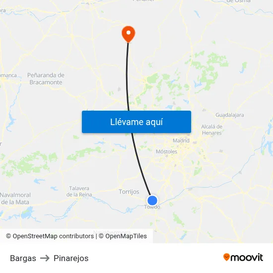 Bargas to Pinarejos map
