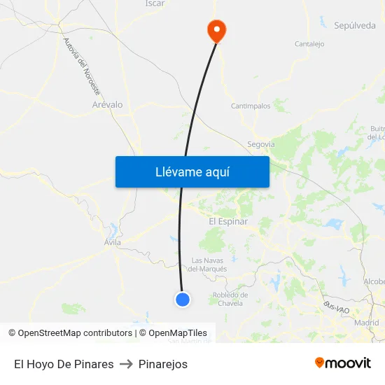 El Hoyo De Pinares to Pinarejos map