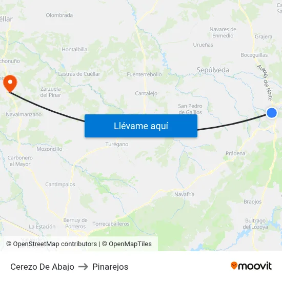Cerezo De Abajo to Pinarejos map