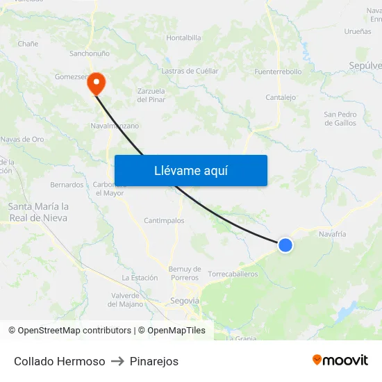 Collado Hermoso to Pinarejos map