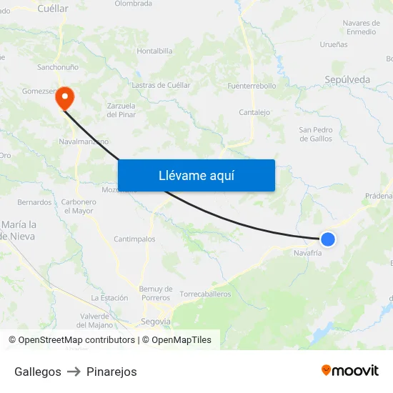 Gallegos to Pinarejos map