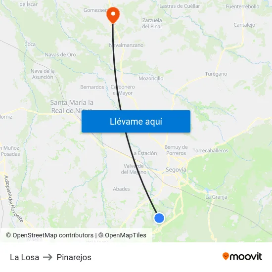 La Losa to Pinarejos map