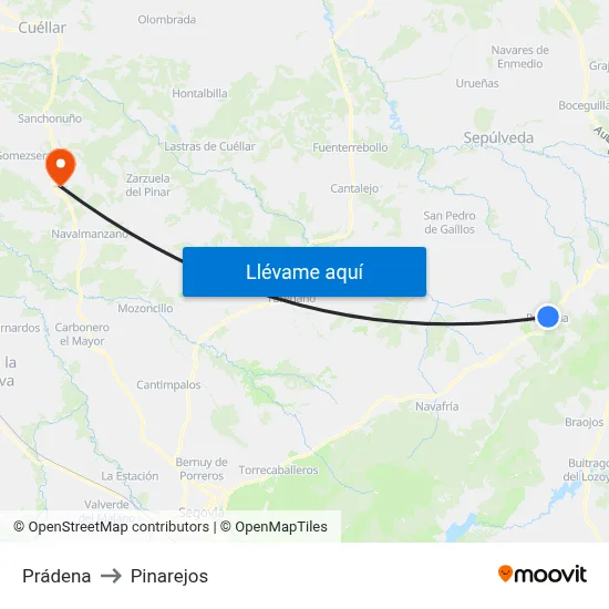 Prádena to Pinarejos map