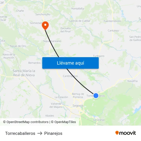 Torrecaballeros to Pinarejos map
