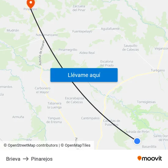 Brieva to Pinarejos map