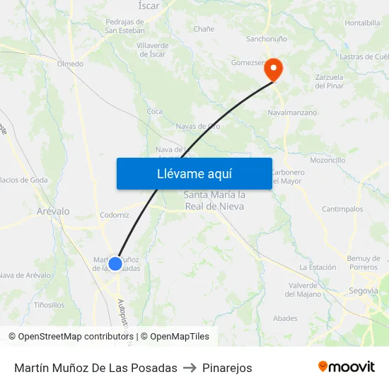 Martín Muñoz De Las Posadas to Pinarejos map