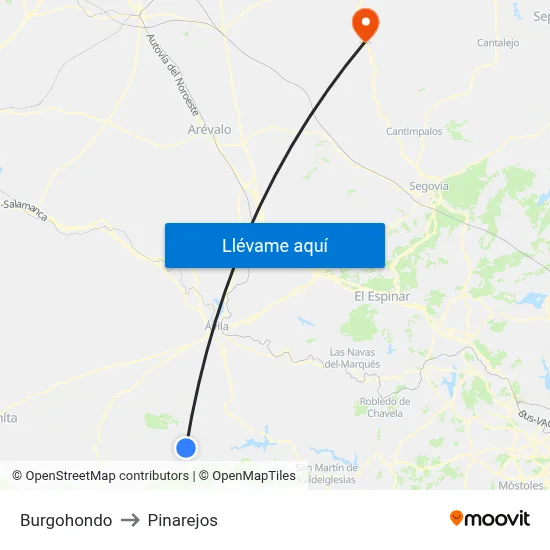 Burgohondo to Pinarejos map