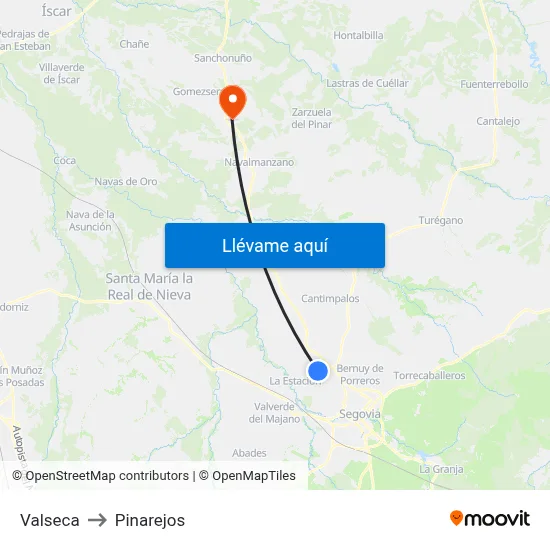 Valseca to Pinarejos map