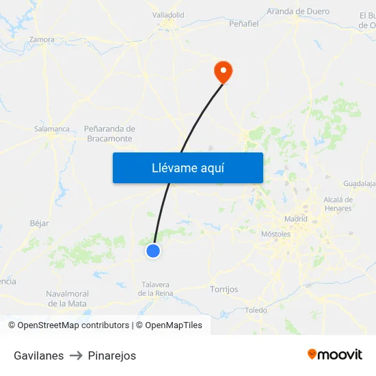 Gavilanes to Pinarejos map