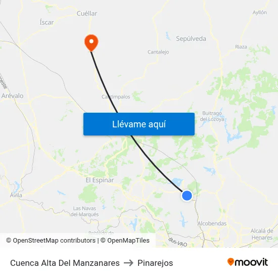 Cuenca Alta Del Manzanares to Pinarejos map