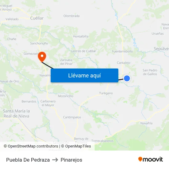 Puebla De Pedraza to Pinarejos map