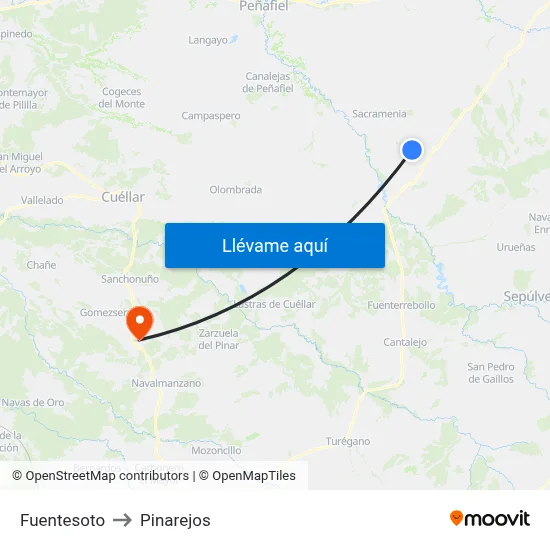 Fuentesoto to Pinarejos map