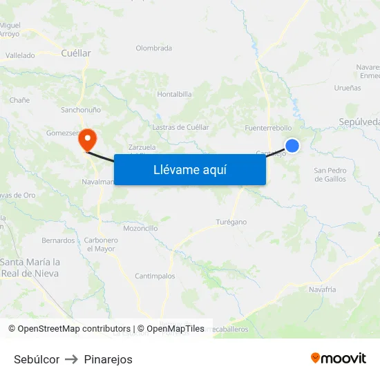 Sebúlcor to Pinarejos map