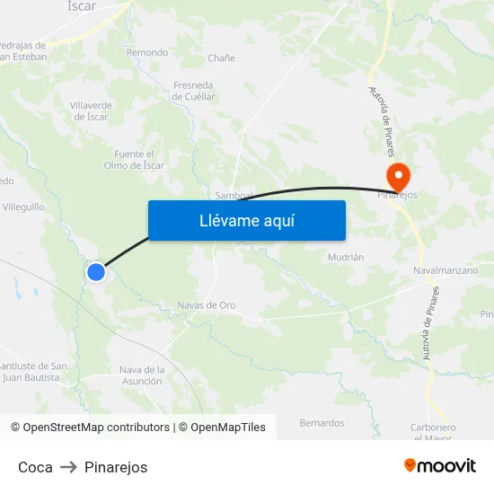 Coca to Pinarejos map