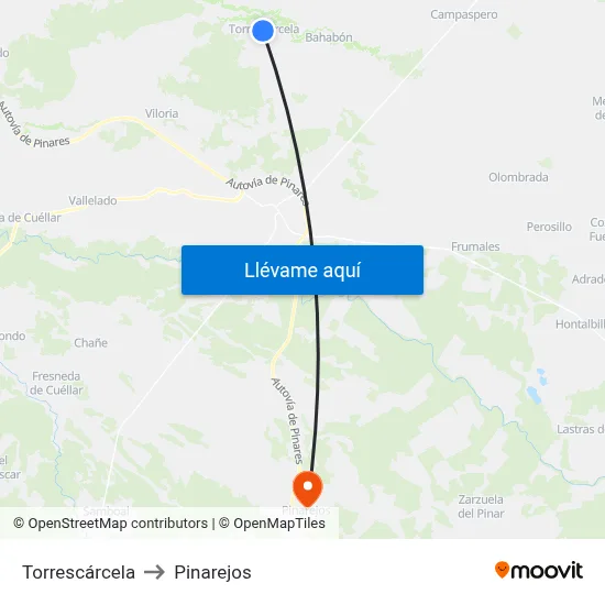 Torrescárcela to Pinarejos map