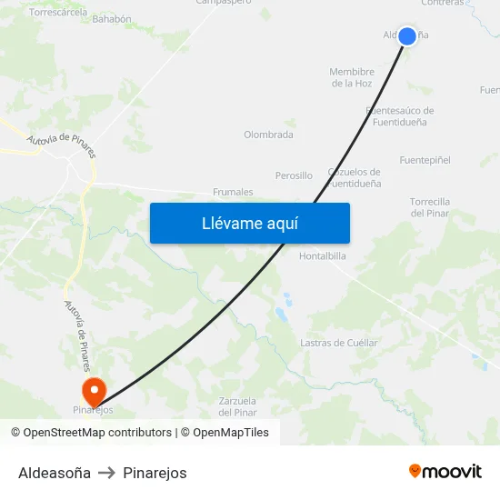 Aldeasoña to Pinarejos map