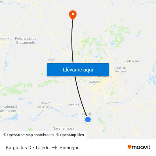 Burguillos De Toledo to Pinarejos map