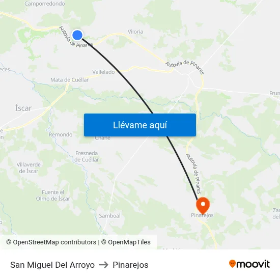 San Miguel Del Arroyo to Pinarejos map