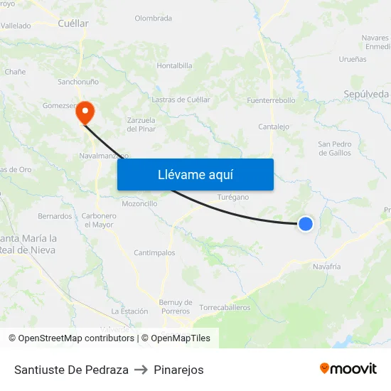Santiuste De Pedraza to Pinarejos map