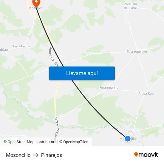 Mozoncillo to Pinarejos map